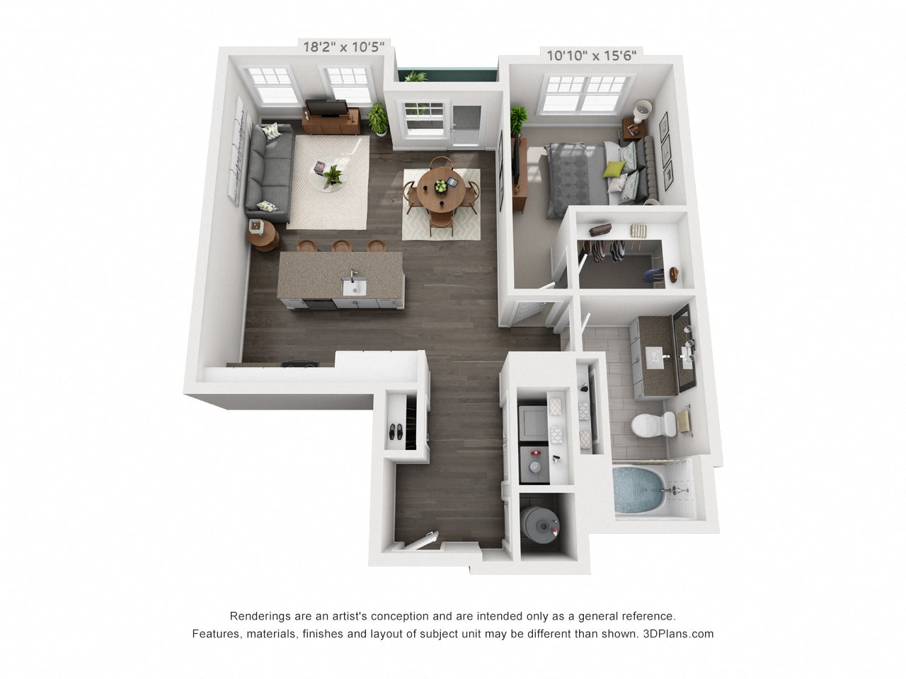 Hawthorne at Friendly One Bedroom Aster Floor Plan Hawthorne at Friendly One Bedroom Aster Floor Plan